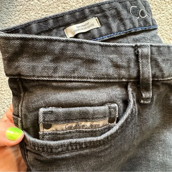 Calvin Klein Jeans Men's Washed Black Straight Jeans - Picture 4 of 7